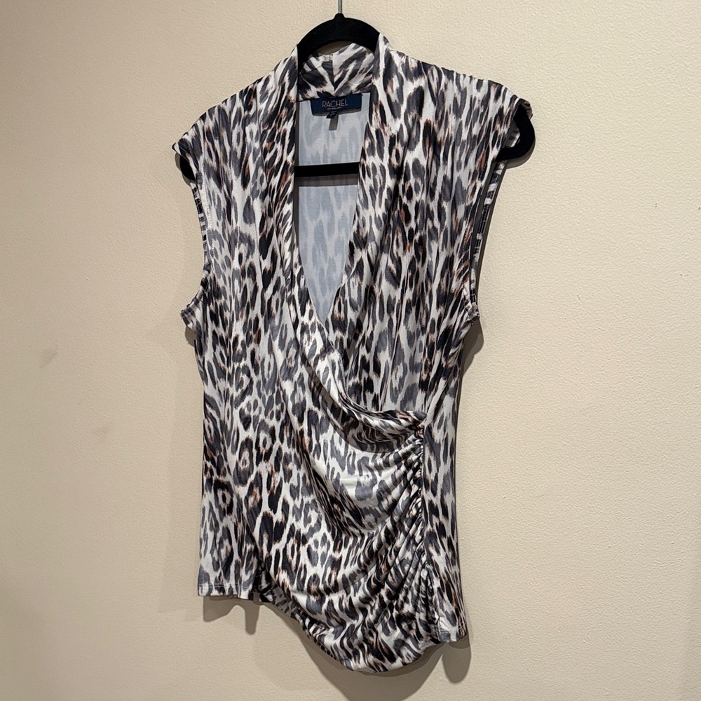 🧨Rachel Roy Leopard Print Women's Blouse Black & Brown Mobwife Casual Versatile - Picture 5 of 6